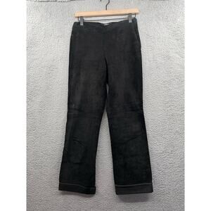 CENI WORLD ITALY Suede Pants Women's 28 Black Leather Vintage 90s Y2K Goth Vamp